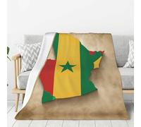 Carte du drapeau du Sénégal avec imprimé étoiles vertes, couverture en flanelle légère et chaude pour canapé, lit, camping, différentes tailles