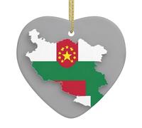 Carte du drapeau du Tadjikistan avec cercles et étoiles imprimées, décorations de Noël en céramique en forme de cœur sont un choix idéal pour les décorations de vacances.