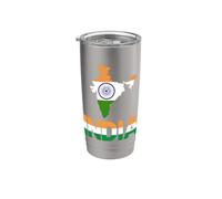 Carte du drapeau indien tricolore Ashoka Chakra indien Gobelet isotherme en acier inoxydable double paroi