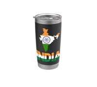 Carte du drapeau indien tricolore Ashoka Chakra indien Gobelet isotherme en acier inoxydable double paroi