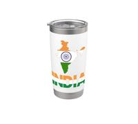 Carte du drapeau indien tricolore Ashoka Chakra indien Gobelet isotherme en acier inoxydable double paroi