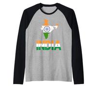 Carte du Drapeau Indien Tricolore Ashoka Chakra Indien Manche Raglan