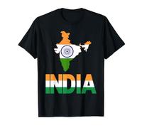 Carte du Drapeau Indien Tricolore Ashoka Chakra Indien T-Shirt
