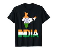 Carte du Drapeau Indien Tricolore Ashoka Chakra Indien T-Shirt Graphique avec Valeur