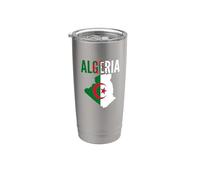 Carte du drapeau national de la fierté algérienne Gobelet isotherme en acier inoxydable double paroi