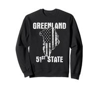 Carte du Groenland 51e State Distressed USA Drapeau Carte Silhouette Sweatshirt