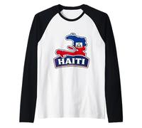 Carte du Jour du Drapeau d'Haïti Calebration Fière fière fière du Patriote haïtien Manche Raglan