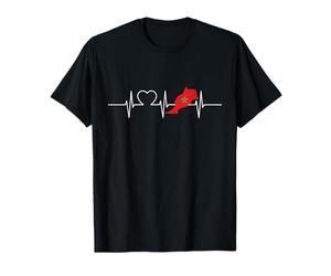 Carte du Maroc avec rythme cardiaque, drapeau vintage du Maroc T-Shirt