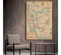 Carte Du Métro Vintage De New York, 1954, Carte Antique Imprimée Sur Toile, Affiche Hd, Art Mural, Décoration D'Intérieur, 40 X 60 Cm, Sans Cadre