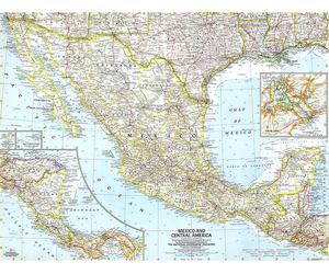 Carte du Mexique et de l'Amérique centrale de 1961