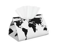 Carte du monde 1 - Sac à mouchoirs en cuir lisse, résistant à l'usure et imperméable - Boîte à mouchoirs décorative montée sur voiture - Convient pour la maison et le bureau.