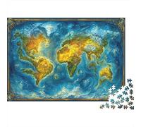 Carte du Monde 1000 Pièces Puzzle Adultes Carte de la Terre Cadeau pour Les Amants Ou Les Amis pour L'accrocher Une Fois L'assemblage Terminé Challenge Puzzle 1000pcs (75x50cm)