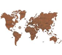 carte du monde 200 x 120 cm bois brun foncé 110 pièces