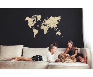 Carte du monde à assembler - couleur naturelle | Wooden City - Large (83 x 55 cm)