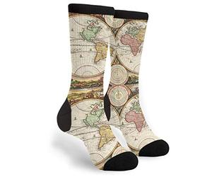 Carte Du Monde À Deux Hémisphères Histoire Ancienne Homme Femme Chaussette De Travail Chaudes Socquette De Marche Comfort Chaussettes De Tennis Pour Voyager Extérieur Intérieur