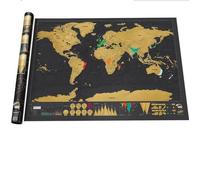 Carte du monde à gratter - 88x52 cm - Affiche interactive - Couche à gratter - Voyageurs passionnés - Décoration murale