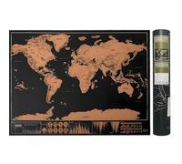 Carte du monde à gratter, carte à gratter 42,5 x 30 cm, le set complet avec tous les accessoires, drapeaux colorés et autocollants, carte comme poster mural à épingler, pour les amateurs de voyages