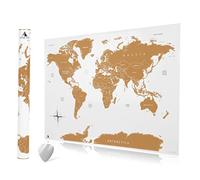 Carte du Monde à Gratter de Qualité Supérieure - Poster XXL 84 x 58 cm - Avec Puce à Gratter - Doré, Blanc - Scratch Off Map (en Anglais)