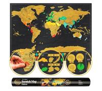 Carte du Monde à Gratter Deluxe, Mappemonde à Gratter Luxe, Carte de voyage, Détails reliefs du monde