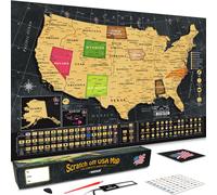 Carte du monde à gratter OVANTO - Poster carte du monde 43 x 61 cm. La seule carte de voyage avec drapeaux métalliques à gratter ultra-faciles, c