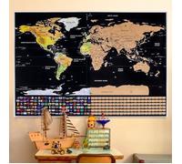 Carte du Monde à Gratter Voyage Affiche (82x59 cm) Scratch off World Map Grattez les Endroits Que Vous Avez Visité Décoration D
