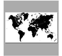 Carte du monde abstrait noir et blanc peinture moderne sur toile affiche imprimer Wall Art image pour Salon-60x120cm No Frame