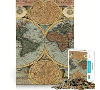 Carte du Monde Ancien Puzzle 1000 pièces pour Adultes Jeu de réflexion Loisirs et Divertissement Qualité supérieure Joli présent (38x52cm)