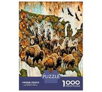 Carte du Monde Animal 1000 Pièces Puzzle Classique Fresque géographique sur la Faune Sauvage Coffret Carton Épais - Ultra Dur, Détente Et Créativité, Idéal pour Loisirs Indoor Petits Cadeaux 52x38cm