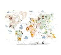 Carte du Monde Animal Stickers Muraux, Stickers Muraux Carte du Monde Mural Décoration Adhésifs carte du monde Animaux Sticker Murale Autocollants Muraux cartes du mondes Animaux pour Chambre D'enfant