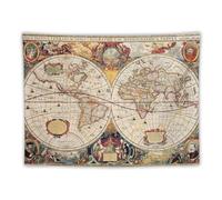 Carte du monde antique à double hémisphère rétro 1630 - Peinture sur tapisserie murale - Impression sur rouleau - Décoration murale de salon - 76,2 x 101,6 cm