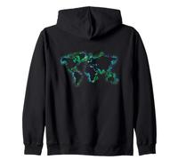 Carte du Monde Aquarelle avec Motif Europe Asie Amérique Sweat à Capuche