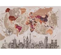 Carte du monde avec monuments 100 cm x 70 cm - - Collectif - Modern Map - Atlas / carte