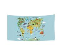 Carte du monde - Bannière de vacances de carnaval - Décoration de fête en plein air pour les rassemblements festifs à suspendre - Toile de fond pour jardin