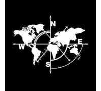 Carte du monde Carte du monde Boussole Continent Suspendu Stickers muraux 68x88.7cm Décoration artistique Blanc