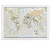 Carte du Monde Classique de Voyage avec Épingles - Tableau en Toile avec Cadre Blanc et Épingles - Carte de Voyage pour Épingles Cadeau - Maps International
