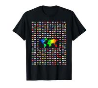 Carte du Monde colorée avec 282 Drapeaux nationaux de Tous Les Pays T-Shirt