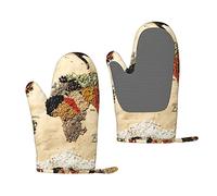 Carte du monde composée d'épices imprimées isolation thermique silicone épaissi gants de cuisson antidérapants gants anti-chaleur gants