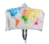Carte du Monde Couverture avec Chapeau Tapis de Yoga Serviette de Bain Couverture de Cadeau pour Les Enfants et Les Adultes (130 x 150 cm, Jaune)