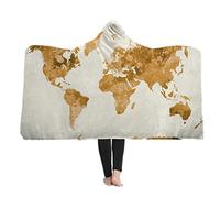 Carte du Monde Couverture avec Chapeau Tapis de Yoga Serviette de Bain Couverture de Cadeau pour Les Enfants et Les Adultes (150 x 200 cm, Jaune)