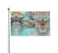 Carte du monde de dessin animé imprimé double face, drapeaux décoratifs intérieurs et extérieurs, avec œillets, adaptés pour les jardins et les terrasses.
