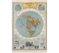 Carte Du Monde De L'Ère De L'Air De La Terre Plate De 1945, Affiche Sur Toile, Décoration Murale Moderne, 50X70 Cm, Sans Cadre