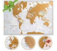 Carte du monde de voyage à gratter - Carte du monde à gratter - XL 23 x 33 cm - Cartes internationales - 50 ans de fabrication de cartes - Détails cartographiques avec bordures des pays et des états