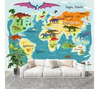 Carte Du Monde Des Dinosaures Papier Peint Intissé Fresque Murale 200x140 cm ThèMe Des Dinosaures Poster Murale Papier Peint Photo pour Salon, Chambre, Salle à Manger, Papier Peint Panoramique