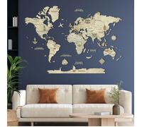 Carte du monde en bois 2D Claire L (150*105 cm) Creatifwood - Décoration Murale