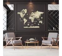 Carte du Monde en Bois CREATIFWOOD 2D Claire M (100 x 70 cm) - Décoration Murale
