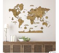 Carte du Monde en Bois CREATIFWOOD 2D Foncée S (80 x 55 cm) - Décoration Murale