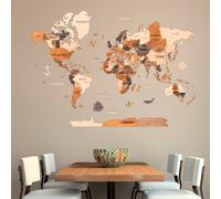 Carte du monde en bois 3D