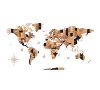 Carte du monde en bois 3D, carte du monde en bois décorative art mural multicouche multicolore, décoration murale art pour la maison et le bureau, cadeau pour toutes les occasions, 150 x 85 cm