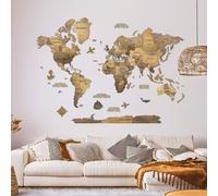 Carte du monde en bois 3d chocolate xl