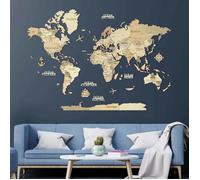 Carte du monde en bois 3D Claire L (150*100 cm) Creatifwood - Décoration Murale